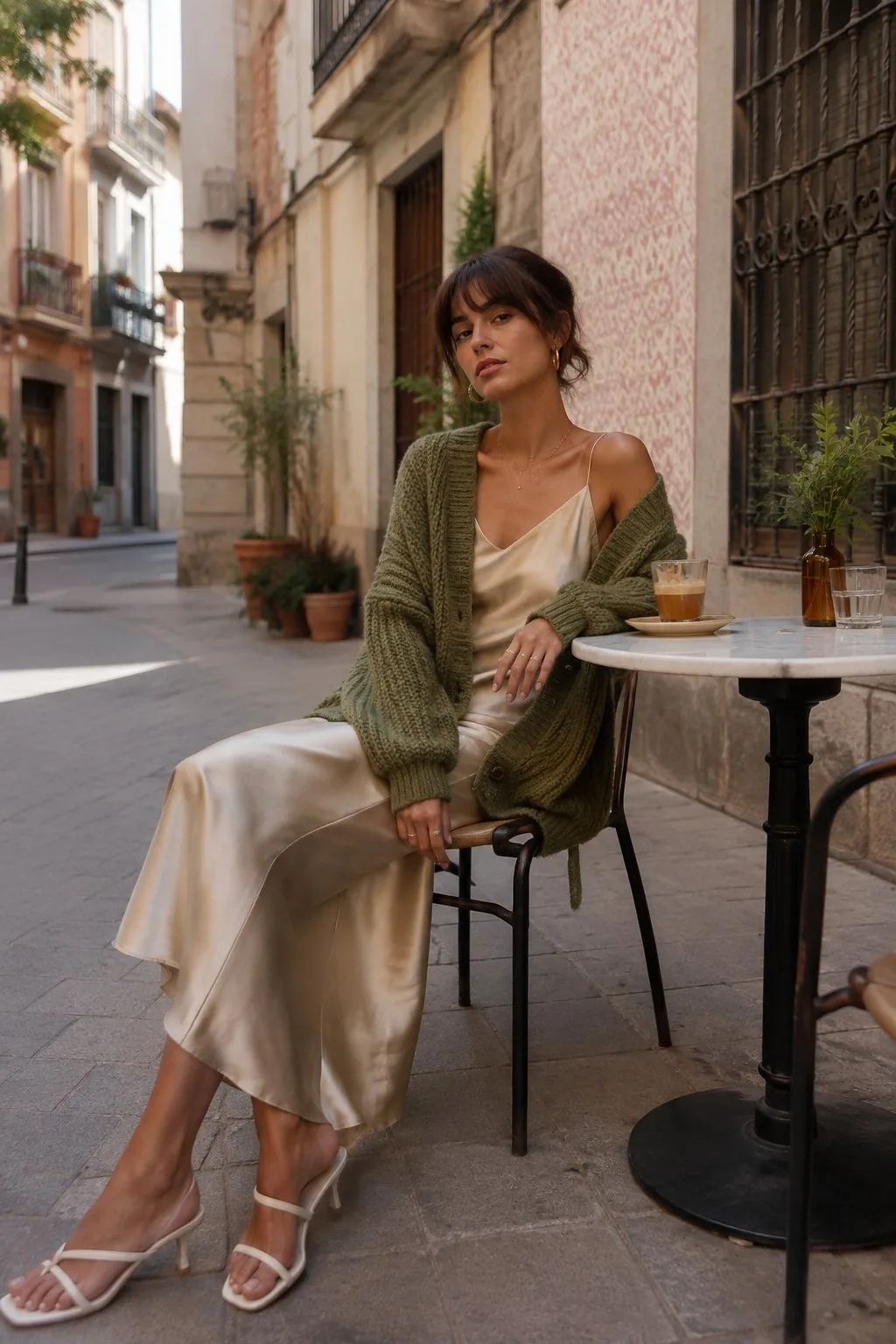 Look 03 · Punto oliva sobre vestido