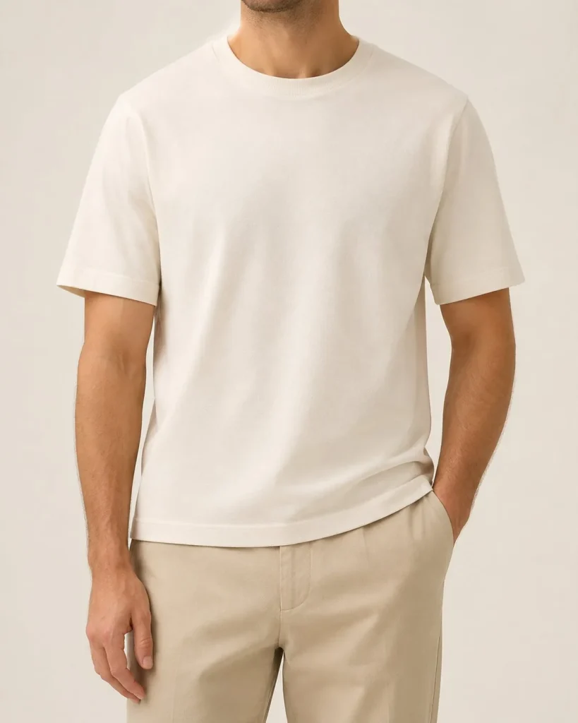 Camiseta gruesa de algodón orgánico color crudo