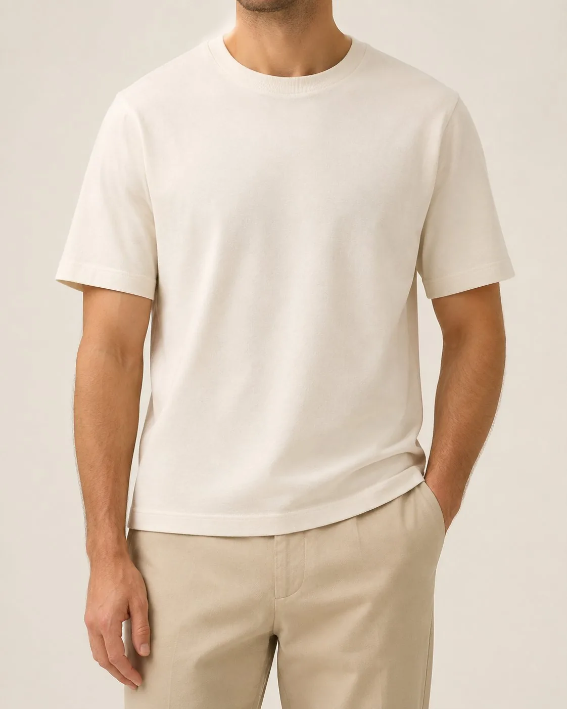 Camiseta gruesa de algodón orgánico color crudo